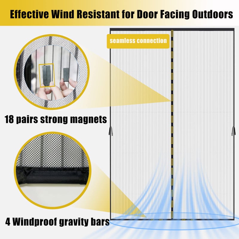 Elytsemoh Magnetic Sliding Screen Door-Fit 72x80inch Door-Screen Door Itself Size 74x81inch-Screen Door Mesh for Sliding Glass Door French Door Keeps Bugs Mosquito Out for Interior Door Patio Outdoor Sun House - Image 4